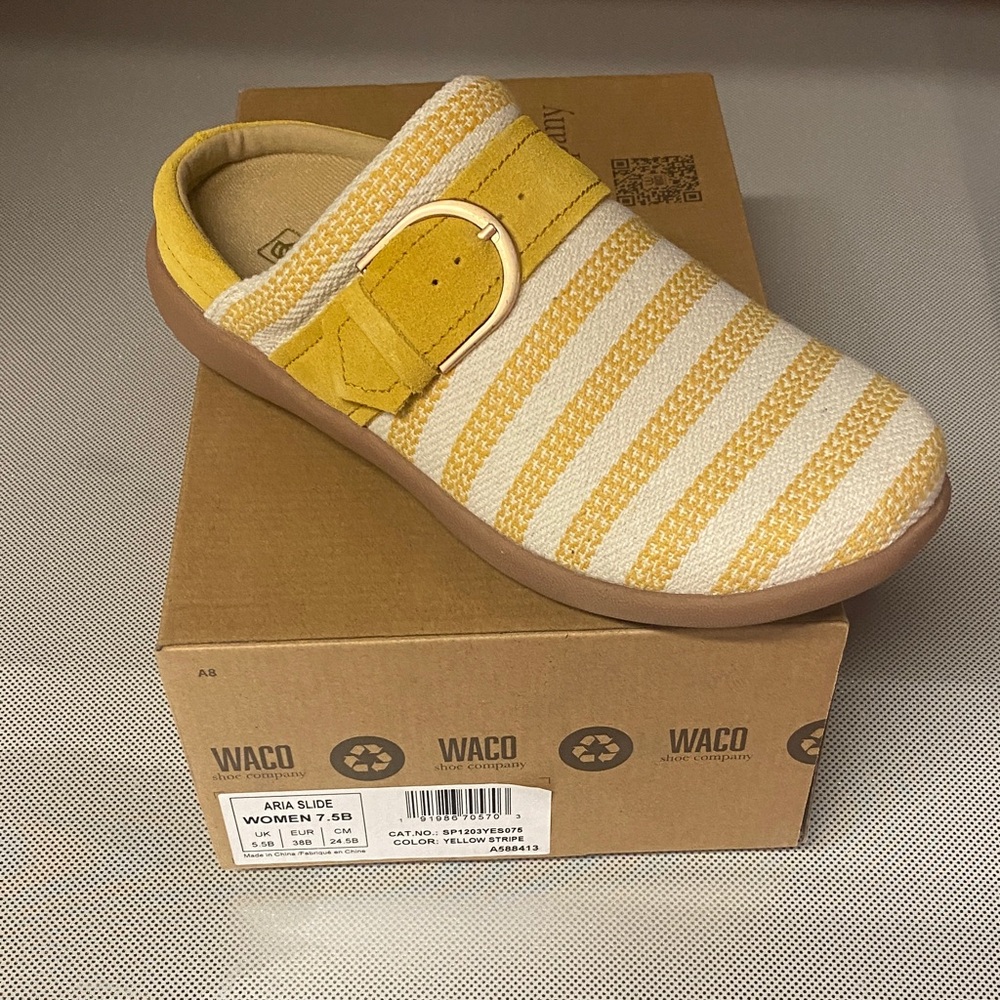 Yellow and White Striped Women’s Shoes
